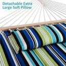 SUNCREAT Hammock with Stand 2 Person Heavy Duty, Freestanding Hammock with Spreader Bar, Soft Pillow, Green Stripes by GreenHaven Gardens