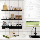 MBYD Black Picture Ledge Shelf with Hooks, 24 Inch Floating Book Shelves Kids Room, Wall Mounted Nursery Bookshelves, Hanging Bookshelf for Bedroom, Living Room, Kitchen, Bathroom Set of 3 by CozyNest Decor