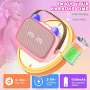 Mgaolo Upgraded Mini Karaoke Machine Toy for Kids, Portable Bluetooth Speaker with 2 Wireless Mics, Emoji & Colorful LED Lights, Home Travel & Party Play Gifts for Boys Girls (Pink) by TinyTreasures Baby Boutique