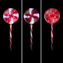 Alpine Corporation 28" H Outdoor Candy Cane Yard Stakes with Red and White LED Lights (Set of 3), Christmas Decoration by GreenHaven Gardens