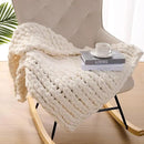L'AGRATY Chunky Knit Blanket Throw: 30''x40'' Chenille Chunky Knitted Throw Blankets for Bed Couch - Handmade Thick Big Cable Knit Blankets - Large Crochet Rope Blanket for Home Decor(Ivory) by CozyNest Decor
