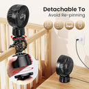 20000mAh Portable Stroller Fan with Auto Oscillating, Extended Anti-Slip Detachable Flexible Tripod, Power Bank & LED Light, 3-Speed Quiet Long Time Cooling Clip On Fans for Baby Crib Car Seat Travel by TinyTreasures Baby Boutique