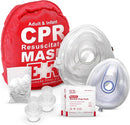 Adult and Infant CPR Mask Combo Kit – 50-Pack – 100 Valves, 50 Gloves, 100 Alcohol Pads – Bulk Set for First Responders, CPR Training by TinyTreasures Baby Boutique