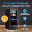 Newair 15" Wine and Beverage Refrigerator 9 Bottle and 48 Can Capacity, Beverage Cooler in Stainless Steel, Built-in or Freestanding Dual Zone Drink Fridge with Triple-Pane Glass Door by CozyNest Decor