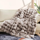 Touchat Luxury 1000GSM Faux Rabbit Fur Throw Blanket, Super Heavy Warm Cozy Brown Blankets for Couch Bed Sofa, Ruched Plush Fuzzy Elegant Soft Reversible Mink Blanket for Living Room Bedroom by CozyNest Decor