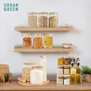 Urban Green Glass Storage Container Bamboo Lids, Glass Airtight Canisters sets, Food Jars, Pantry Organization and Storage Containers, Spice Jars, Flour Canisters of 6 by CozyNest Decor