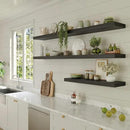 Large Floating Shelves for Wall Set of 1 Wooden Wall Shelves 24 in x 12.75 in x 2 in Room Decor Long Shelf with Invisible Wall Mount Bracket for Bedroom Kitchen Living Room Black Wood by CozyNest Decor