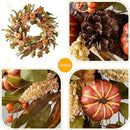 Glitzhome 24''D Fall Pumpkin Leaf Floral Wreath Decor, Artificial Harvest Door Wreath for Autumn or Thanksgiving Decoration by CozyNest Decor