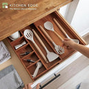Adjustable Kitchen Drawer Organizer for Utensils and Junk, Food-Safe Contract Grade with 100% Sustainable Wood, Non-Slip, Expandable from 10.5 to 18.5 Inches Wide - Natural Acacia by CozyNest Decor