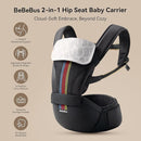 Baby Carrier with Hip Seat, BeBeBus 2-in-1 Ergonomic Newborn to Toddler Carrier up to 44 lbs, Detachable Hands-Free for Infant, All Season Forward-Facing Carry, Fits Waist Sizes up to 38 inch (Black) by TinyTreasures Baby Boutique