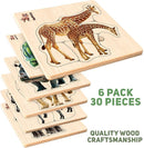 QUOKKA Realistic Wooden Puzzles for Toddlers 1-3 Year Old - 5,9 x5,9 Inches Kids Puzzles Ages 2-4 - Safari Montessori Toddler Toys - Motor Skills Games Gifts for Boys and Girls by TinyTreasures Baby Boutique