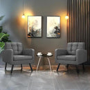 Yaheetech Mid-Century Accent Chairs, Modern Upholstered Living Room Chair, Cozy Armchair Button Tufted Back and Wood Legs for Bedroom/Office/Cafe, Set of 2, Gray by CozyNest Decor