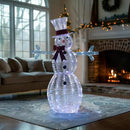 4.5FT Lighted Snowman for Christmas Decoration, 3D Pre-Lit Iridescent Snowman Xmas Decor with 100 LED Lights, Glittered Standing Holiday Display for Outdoor, Indoor by CozyNest Decor