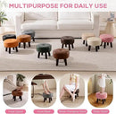 Small Foot Stool Round Pouf Ottoman, 13'' Leather Foot Rest with Non-Skid Rubber Legs, Foolstool Ottomans for Couch, Sofa Footrest Step Stool for Living Room Bedroom Entryway Office, Pink by CozyNest Decor