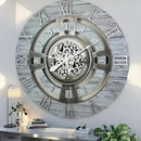 The Gears Clock Real Moving Gear Wall Clock England Line (Silver Grey, 24 inches (60 cm)) by CozyNest Decor