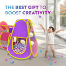 Playz 5pc Kids' Play Tents & Tunnels - Ball Pit for Toddlers, Basketball Hoop, Crawling Tubes, Pop-Up Playhouses, Baby Obstacle Course for Indoor or Outdoor Use by TinyTreasures Baby Boutique
