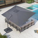PURPLE LEAF 10' X 13' Rectangle Patio Umbrella Outdoor Large Aluminum Cantilever Umbrella with 3-Year Fade Resistance Recycled Fabric and 360-degree Rotation for Deck Pool Garden, Mist Grey by GreenHaven Gardens
