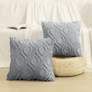 decorUhome Fall Throw Pillow Covers 18x18 Inch Set of 2, Soft Plush Decorative Faux Fur Grey Solid Couch Pillow Covers, Accent Farmhouse Neutral Square Euro Pillow Cases for Sofa Bed Living Room by CozyNest Decor