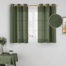 LAMIT Sheer Linen Curtains 40 inch Long for Small Windows, Olive Green Light Filtering Curtains Bronze Grommet Linen Textured Neutral Boho Christmas Drapes for Kitchen/Cafe, 2 Panels, 34 x 40 Inch by CozyNest Decor