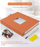 popotop Photo Album Self Adhesive with Picture Display Window,60 Pages DIY Scrapbooking Supplies Kit for 4x6 10x12 Picture,Linen Cover Memory Book for Baby Wedding, with Scraper and Metallic Pen by TinyTreasures Baby Boutique