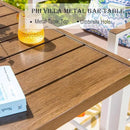 PHI VILLA Outdoor Bar Table, High Patio Table with Umbrella Hole, White Legs, Metal Frame, Sturdy & Durable for Outdoor & Indoor by CozyNest Decor