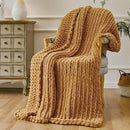 Esterra Chunky Knit Throw Blanket Newly Upgraded Heavy Tighter Version, Handmade Chenille Throw Super Soft, Thick Yarn Cable Knit Crochet Throw Blanket for Couch Bed Sofa (50"x60" Mustard Yellow) by CozyNest Decor