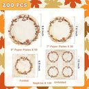 Homlouue 200 Pcs Fall Paper Plates and Napkins, Watercolor Disposable Dinnerware Set, Autumn Leaves Thanksgiving Party Supplies, Serve 50 Guests by CozyNest Decor