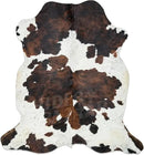 Tricolor Cowhide Rug Classic Brown, Black and White Color Mix, Natural Leather Hide, Area Rug (5x7 ft) by CozyNest Decor