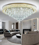 Modern Crystal Chandeliers LED Dimmable Flush Mount Ceiling Chandeliers for Living Room High Ceiling Entrance Foyer Lobby Bedroom Gold by CozyNest Decor