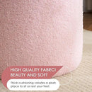 YFO Round Ottoman with Removable Lid Upholstered, Multifunctional Vanity Chairs for Makeup, Soft Footrest Stool Ottoman Foot Stool for Living Room, Bedroom, Boucle, Pink by CozyNest Decor