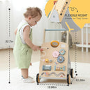 Wooden Baby Walker and Push Toy - Adjustable Height, Montessori Learning Activity Center for Boys and Girls, Toddler Push Walker and Development Toy for Kids 1-3 Years by TinyTreasures Baby Boutique