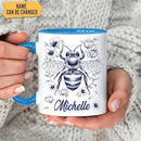 Hyturtle Personalized Floral Bee Mug - Bee Keeper Gifts For Women Lovers Teacher - Honey Gifts For Beekeeper Farmer On Birthday - Queen Honeycomb Decor - Custom Coffee Cup Ceramic Mug 11 Oz 15 Oz by CozyNest Decor