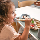 Made in USA Spoon la la Toddler Utensils Set (2 Pack) & Board Book - Spoon & Fork for Kids, Self-Standing 3D Ergonomic Cat & Dog Handles, BPA-free, Dishwasher Safe Baby Silverware (Yellow) by TinyTreasures Baby Boutique
