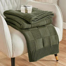 CozeCube Check Knit Throw Blanket, Olive Green Checkered Throw for Couch, Decorative Christmas Soft Cozy Warm Knitted Blanket for Bed Sofa Living Room, 50"X60" by CozyNest Decor