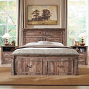 26" Tall Farmhouse Nightstand, 2 Drawers End Table w/Charging Station, 23.6" Wide Large Side Table w/Roman Column, Wood Rustic Sofa Table w/Open Shelf, Bedside Table for Bedroom, Light Brown by CozyNest Decor