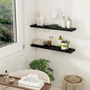 Fun Memories Floating Shelves for Wall, 30" Rustic Wood Deep Wall Mounted Shelves with Invisible Brackets for Decor & Storage, Floating Shelf for Living Room, Bathroom (Black, Set of 2) by CozyNest Decor