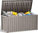 150 Gallon Resin Deck Box, Lockable Patio Outdoor Storage Box for Furniture, Garden Tools and Tools Storage, Waterproof Outside Storage Boxes - Grey by GreenHaven Gardens