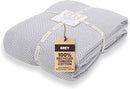 Gold Case Throw Blanket for Bed – 100% Recycled Turkish Cotton Bed Blanket – Decorative Throw Cotton Blankets for Living Room & Bedroom – Woven Twin Blankets - 71x90 - Elegant Grey by CozyNest Decor