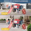 Toddler Outdoor Climber Playset with Basketball for Kids Ages 1 to 3 Years Slide and Swing Set 12 in 1 Playground Indoor Slide for Kids Durable Ecofriendly Plastic Backyard Playset Red by TinyTreasures Baby Boutique