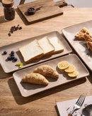 famiware Serving Platter, Rectangular 15.67/14.1/12.6 inch Serving Dishes for Entertaining, Microwave Dishwasher Safe, Stonware Serving Trays for Party, Turkey, Cheese, Ocean Series, Cinnamon Brown by CozyNest Decor
