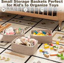 3 Pack Small Storage Baskets for Organizing, Cute Woven Decorative Gift Baskets for Shelves, Mini Closet Organizer Bins with Handles, 11.81''Lx7.87''Wx4.72''H-Brown by CozyNest Decor