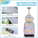 NEW TILAMI 18 inch Rolling Backpack for Kids – Waterproof, Stair-Climbing, Adjustable Handle, Variety of Colors & Patterns for School, Mood Map by TinyTreasures Baby Boutique