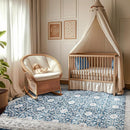 jinchan Floral Area Rugs 4x6 Machine Washable Vintage Distressed Boho Design Throw Rug Stain Resistant Carpet Low Pile Ultra-Thin Non-Slip for Bedroom Living Room Dining Room Kitchen(4‘x6',Drak Blue) by TinyTreasures Baby Boutique