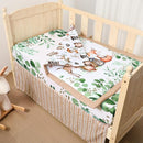 3 Pcs Baby Crib Bedding Set Safari Animals Dinosaurs Bear Woodland Animals Jungle Crib Set Includes Quilt, Fitted Sheet, Skirt for Baby Boy Girl(Green,Woodland Raccoons Deer Etc.) by TinyTreasures Baby Boutique