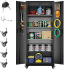 73" H Metal Garage Storage Cabinet with Wheels & Pegboard,Rolling Tool Cabinet with 2 Doors and 4 Shelves for Garage,Home,Office,Warehouse,Workshop, Required-Assembly,Black by GreenHaven Gardens
