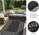 GENIMO Outdoor Rug 5'x8' Waterproof for Patio Decor, Reversible Outdoor Plastic Straw Rug Carpet, Camping Mats for Outdoor, RV, Backyard, Deck, Balcony, Picnic, Black & Grey by CozyNest Decor