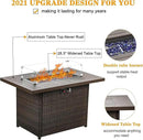 LayinSun 44" Propane Gas Fire Pit Table, 55000 BTU Rectangular Fire Pit with Glass Wind Guard for Outside Patio Deck Garden Backyard Brown-Aluminum Top by GreenHaven Gardens