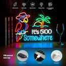Parrot Its 5 00 O'clock Some Where Neon Sign for Wall Decor USB Powered Five Oclock Dimmable Bar Beer LED Light Man Cave by CozyNest Decor