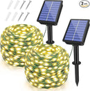 2 Pack Solar String Lights Total 600LED 197FT, IP67 Waterproof Solar Lights for Outside with 8 Modes, Fairy Lights for Patio Garden Party Wedding Yard Camping Decorations (Warm White) by CozyNest Decor