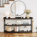 IRONCK Console Table, Sofa Table with Power Outlet, Farmhouse Hallway Table for Entryway, Living Room, Height Adjustable, Easy Assembly, Vintage Black,55" by CozyNest Decor